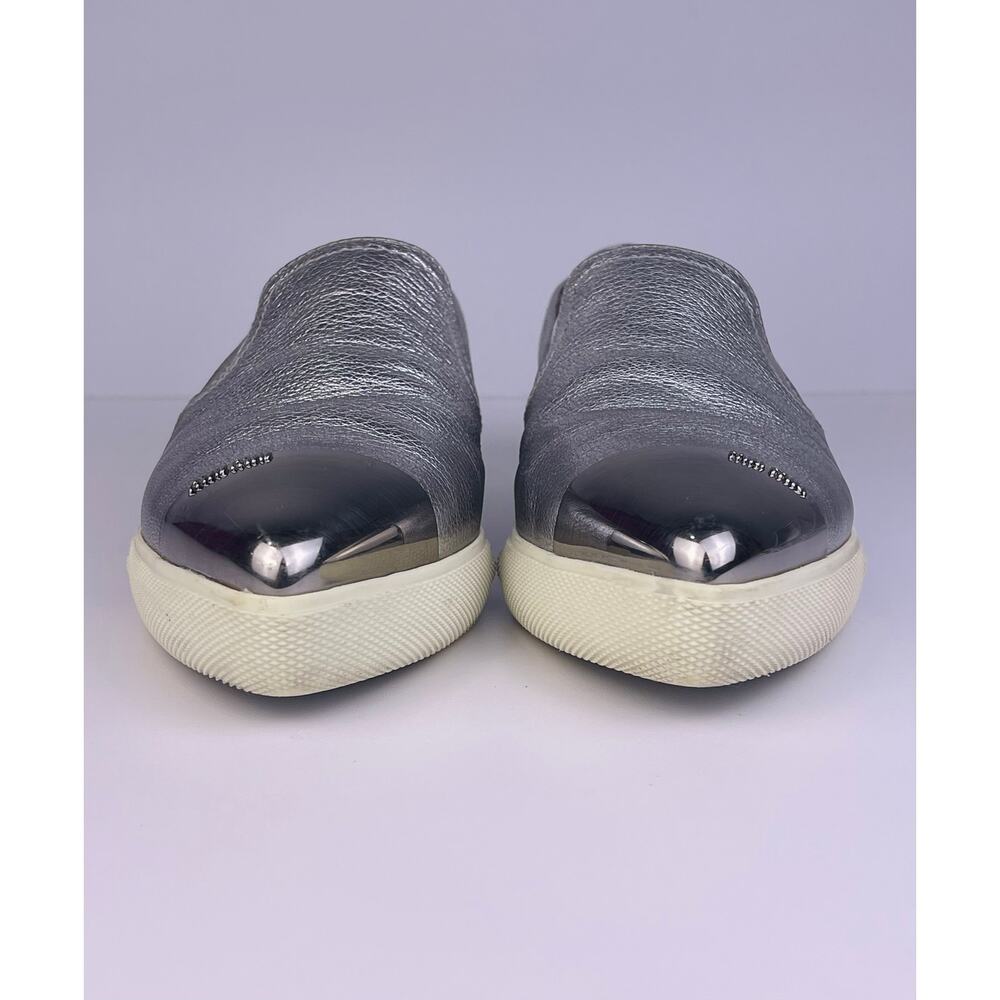 Miu Miu Silver Leather Pointed Toe Slip On Sneakers Loafers Sz 5.5 Prada - Picture 10 of 10